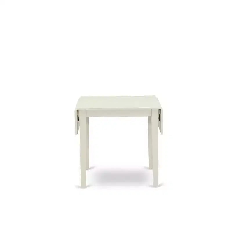 Set da pranzo HomeStock 5 pezzi, tavolo bianco in lino con sedie azzurre