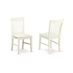 HomeStock Set tavolo da pranzo 3 pezzi Include un tavolo da cucina e 2 sedie da pranzo moderne con sedile e schienale a doghe in legno duro asiatico, finitura bianco lino