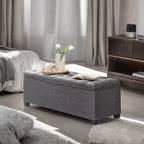 LEDREM 43.3 Panca Contenitore, Poggiapiedi con Gambe, Pouf Contenitore, Panca Rettangolare per Fondo Letto, Baule Contenitore, Carico fino a 300 kg, Robusta