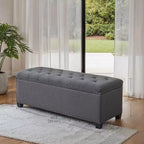 LEDREM 43.3 Panca Contenitore, Poggiapiedi con Gambe, Pouf Contenitore, Panca Rettangolare per Fondo Letto, Baule Contenitore, Carico fino a 300 kg, Robusta