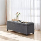 LEDREM 43.3 Panca Contenitore, Poggiapiedi con Gambe, Pouf Contenitore, Panca Rettangolare per Fondo Letto, Baule Contenitore, Carico fino a 300 kg, Robusta
