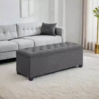 LEDREM 43.3 Panca Contenitore, Poggiapiedi con Gambe, Pouf Contenitore, Panca Rettangolare per Fondo Letto, Baule Contenitore, Carico fino a 300 kg, Robusta