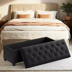 LEDREM 43.3 Panca Contenitore, Poggiapiedi con Gambe, Pouf Contenitore, Panca Rettangolare per Fondo Letto, Baule Contenitore, Carico fino a 300 kg, Robusta