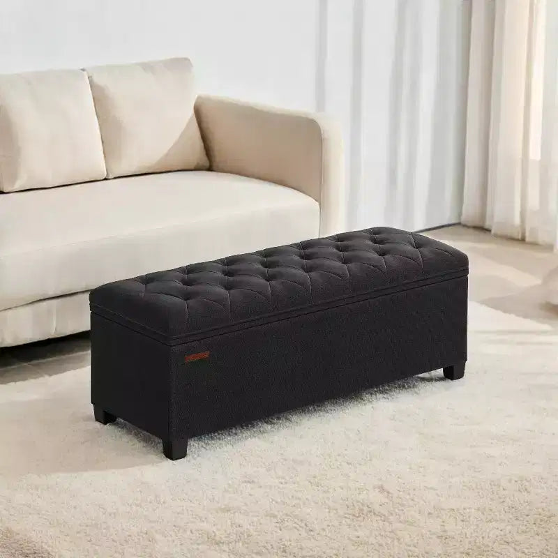 LEDREM 43.3 Panca Contenitore, Poggiapiedi con Gambe, Pouf Contenitore, Panca Rettangolare per Fondo Letto, Baule Contenitore, Carico fino a 300 kg, Robusta