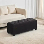 LEDREM 43.3 Panca Contenitore, Poggiapiedi con Gambe, Pouf Contenitore, Panca Rettangolare per Fondo Letto, Baule Contenitore, Carico fino a 300 kg, Robusta