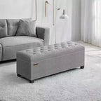 LEDREM 43.3 Panca Contenitore, Poggiapiedi con Gambe, Pouf Contenitore, Panca Rettangolare per Fondo Letto, Baule Contenitore, Carico fino a 300 kg, Robusta