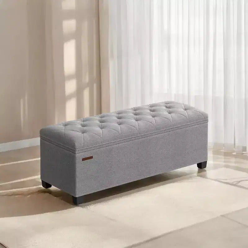 LEDREM 43.3 Panca Contenitore, Poggiapiedi con Gambe, Pouf Contenitore, Panca Rettangolare per Fondo Letto, Baule Contenitore, Carico fino a 300 kg, Robusta