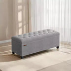 LEDREM 43.3 Panca Contenitore, Poggiapiedi con Gambe, Pouf Contenitore, Panca Rettangolare per Fondo Letto, Baule Contenitore, Carico fino a 300 kg, Robusta