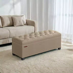 LEDREM 43.3 Panca Contenitore, Poggiapiedi con Gambe, Pouf Contenitore, Panca Rettangolare per Fondo Letto, Baule Contenitore, Carico fino a 300 kg, Robusta