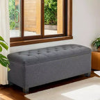 LEDREM 43.3 Panca Contenitore, Poggiapiedi con Gambe, Pouf Contenitore, Panca Rettangolare per Fondo Letto, Baule Contenitore, Carico fino a 300 kg, Robusta