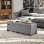 LEDREM 43.3 Panca Contenitore, Poggiapiedi con Gambe, Pouf Contenitore, Panca Rettangolare per Fondo Letto, Baule Contenitore, Carico fino a 300 kg, Robusta