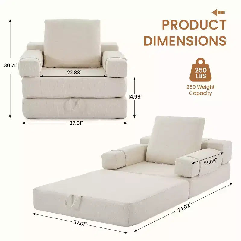 HYEORY Poltrona Pieghevole Moderna Trasformabile Divano Letto Futon