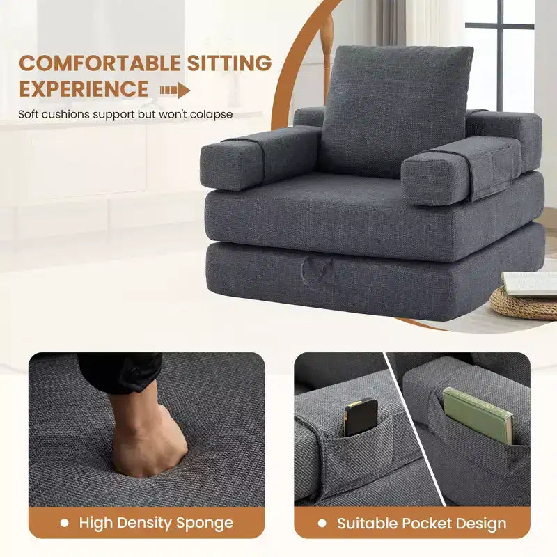 HYEORY Poltrona Pieghevole Moderna Trasformabile Divano Letto Futon