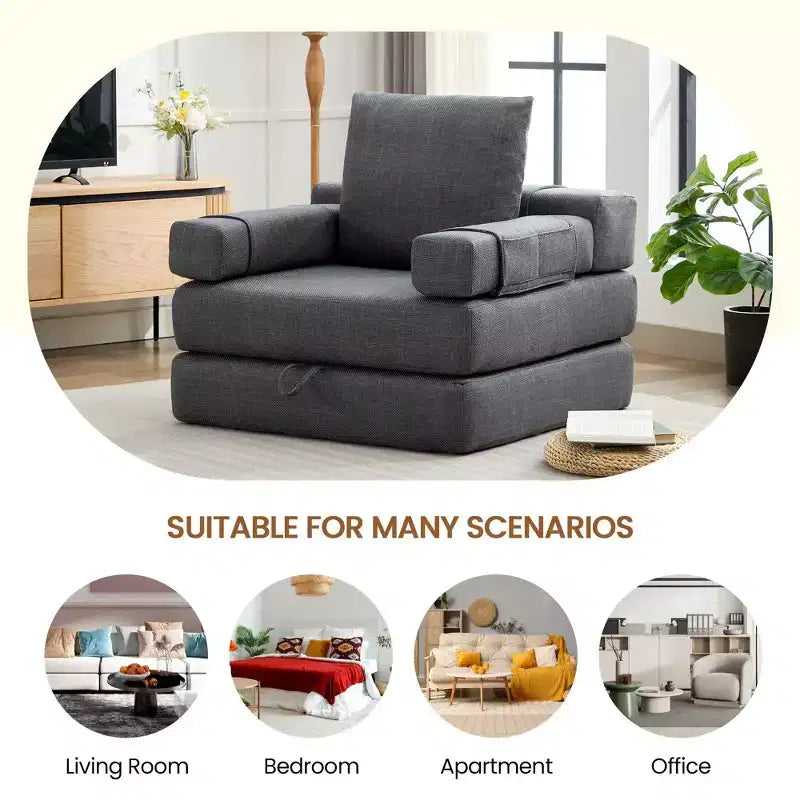 HYEORY Poltrona Pieghevole Moderna Trasformabile Divano Letto Futon