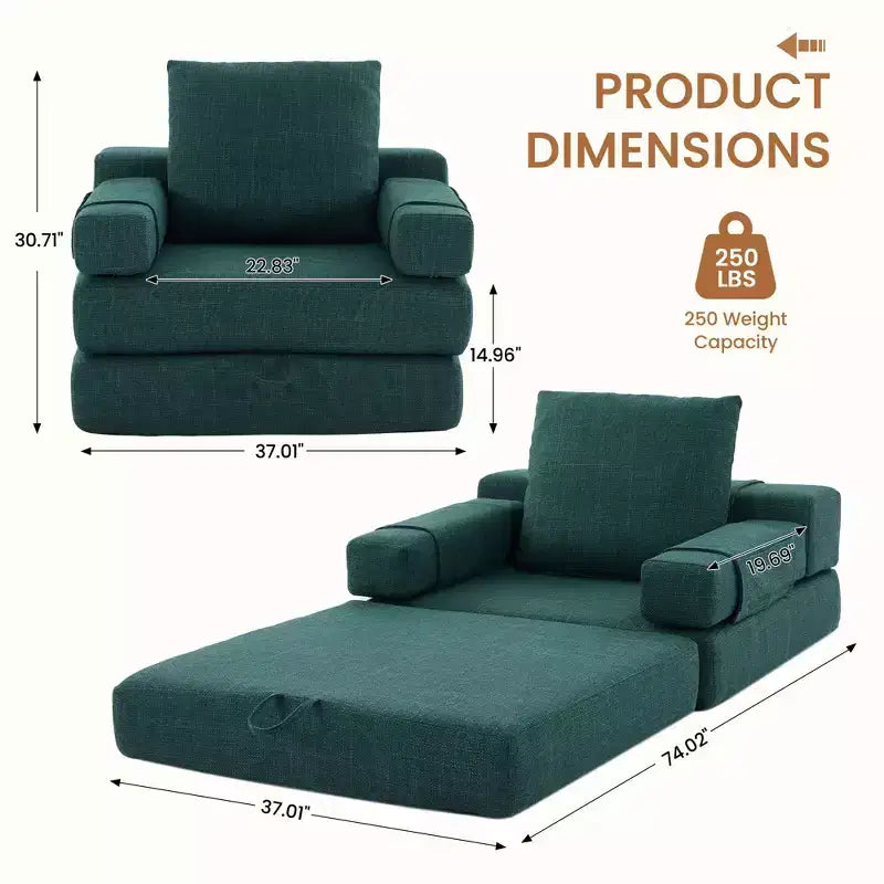 HYEORY Poltrona Pieghevole Moderna Trasformabile Divano Letto Futon