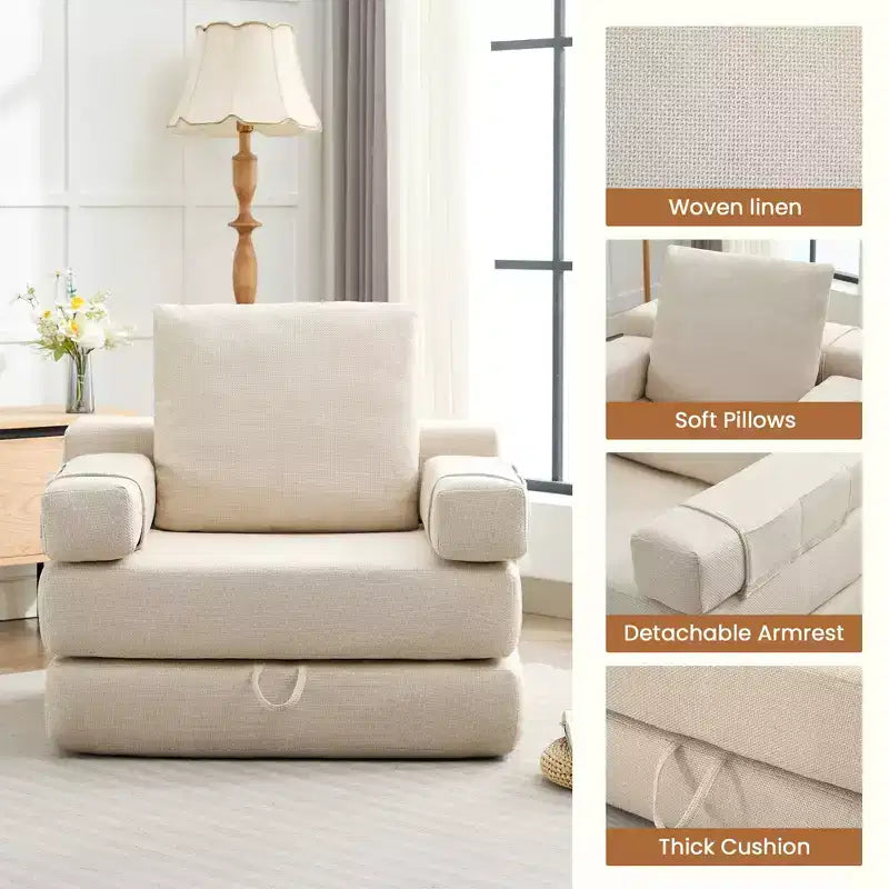 HYEORY Poltrona Pieghevole Moderna Trasformabile Divano Letto Futon