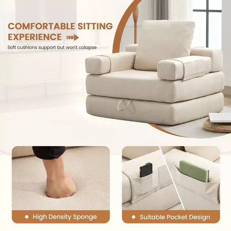 HYEORY Poltrona Pieghevole Moderna Trasformabile Divano Letto Futon
