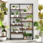 Libreria alta 71 Costway con struttura in metallo resistente Scaffale a 7 ripiani stile industriale