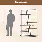 Libreria alta 71 Costway con struttura in metallo resistente Scaffale a 7 ripiani stile industriale