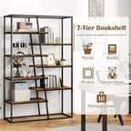 Libreria alta 71 Costway con struttura in metallo resistente Scaffale a 7 ripiani stile industriale