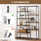 Libreria alta 71 Costway con struttura in metallo resistente Scaffale a 7 ripiani stile industriale