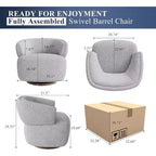 Poltrona Girevole Heynemo, Divano Lounge Completamente Assemblato con Base a 360 Gradi, Poltrona Tonda per Soggiorno, Camera da Letto, Ufficio, Avorio