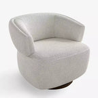 Poltrona Girevole Heynemo, Divano Lounge Completamente Assemblato con Base a 360 Gradi, Poltrona Tonda per Soggiorno, Camera da Letto, Ufficio, Avorio