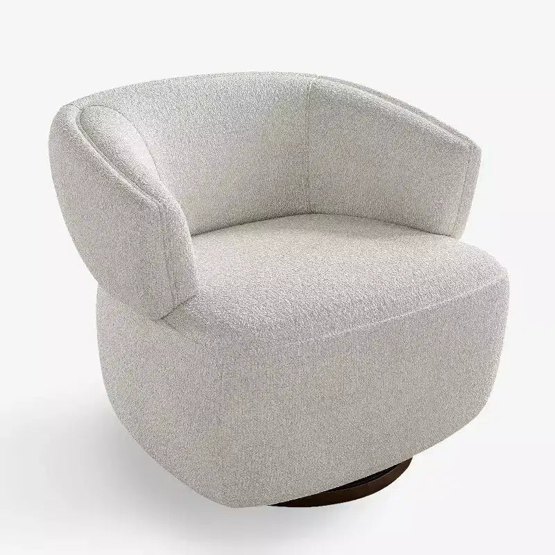 Poltrona Girevole Heynemo, Divano Lounge Completamente Assemblato con Base a 360 Gradi, Poltrona Tonda per Soggiorno, Camera da Letto, Ufficio, Avorio