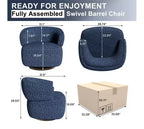 Poltrona Girevole Heynemo, Divano Lounge Completamente Assemblato con Base a 360 Gradi, Poltrona Tonda per Soggiorno, Camera da Letto, Ufficio, Avorio