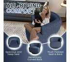 Poltrona Girevole Heynemo, Divano Lounge Completamente Assemblato con Base a 360 Gradi, Poltrona Tonda per Soggiorno, Camera da Letto, Ufficio, Avorio