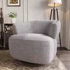 Poltrona Girevole Heynemo, Divano Lounge Completamente Assemblato con Base a 360 Gradi, Poltrona Tonda per Soggiorno, Camera da Letto, Ufficio, Avorio