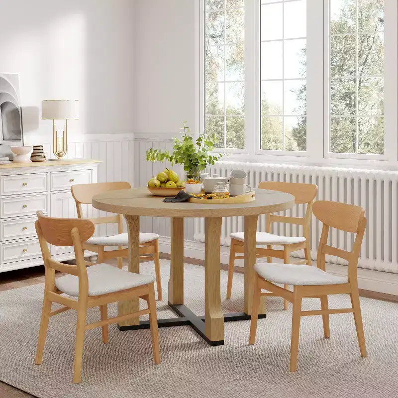 Christopher Knight Home Belle Set da Pranzo 5 Pezzi in Legno Rivestito Stile Moderno di Metà Secolo