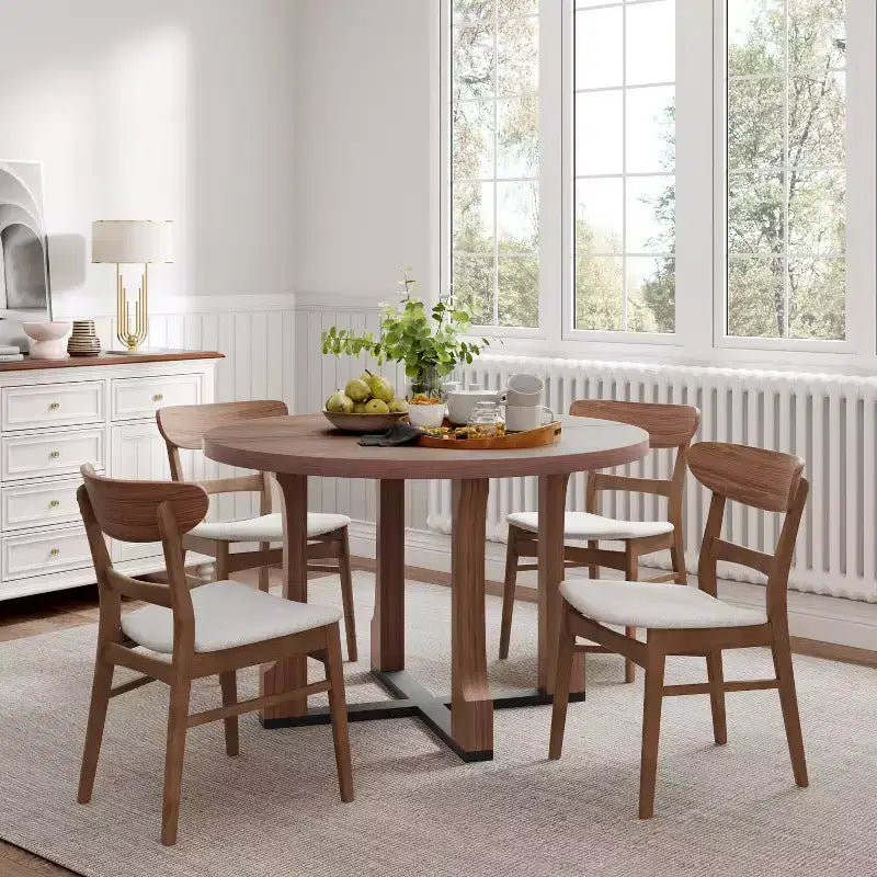 Christopher Knight Home Belle Set da Pranzo 5 Pezzi in Legno Rivestito Stile Moderno di Metà Secolo
