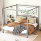 Letto a baldacchino King Size in stile minimalista Whisen con testiera curva e gambe di supporto in legno
