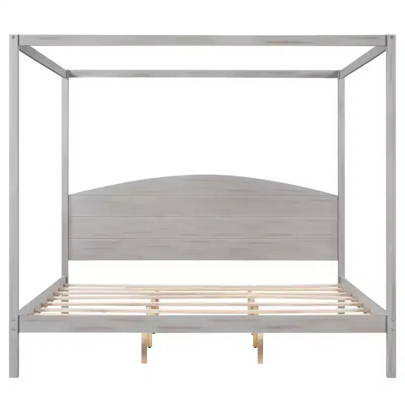 Letto a baldacchino King Size in stile minimalista Whisen con testiera curva e gambe di supporto in legno