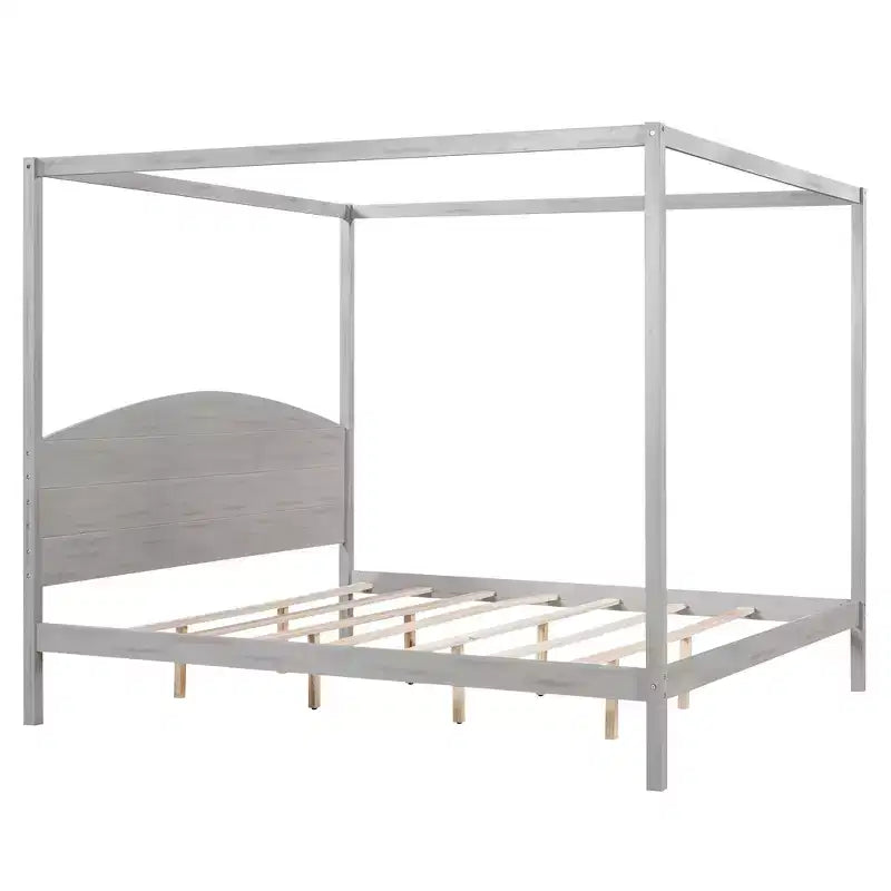 Letto a baldacchino King Size in stile minimalista Whisen con testiera curva e gambe di supporto in legno