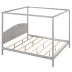 Letto a baldacchino King Size in stile minimalista Whisen con testiera curva e gambe di supporto in legno