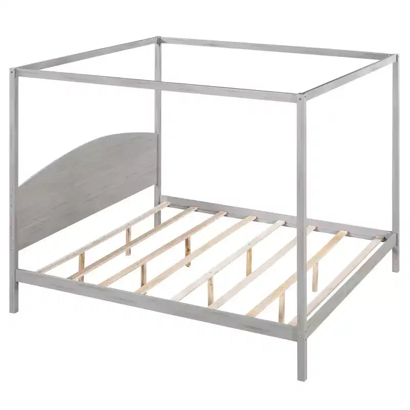 Letto a baldacchino King Size in stile minimalista Whisen con testiera curva e gambe di supporto in legno