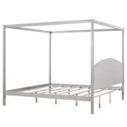 Letto a baldacchino King Size in stile minimalista Whisen con testiera curva e gambe di supporto in legno