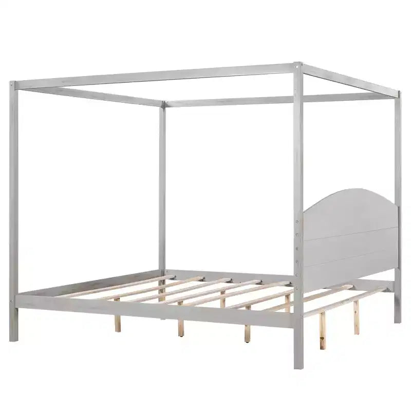 Letto a baldacchino King Size in stile minimalista Whisen con testiera curva e gambe di supporto in legno
