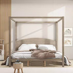 Letto a baldacchino King Size in stile minimalista Whisen con testiera curva e gambe di supporto in legno