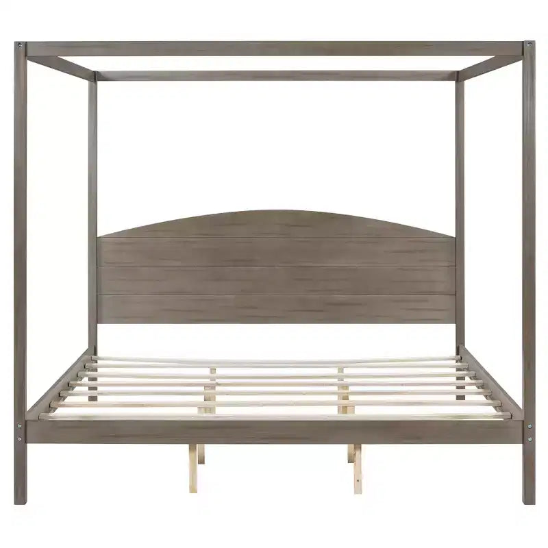 Letto a baldacchino King Size in stile minimalista Whisen con testiera curva e gambe di supporto in legno