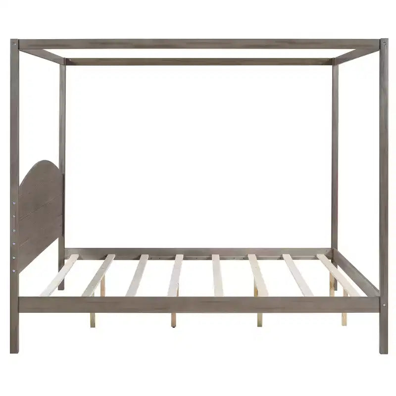 Letto a baldacchino King Size in stile minimalista Whisen con testiera curva e gambe di supporto in legno