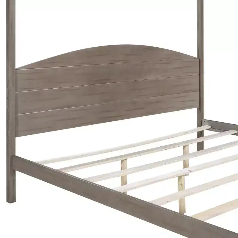 Letto a baldacchino King Size in stile minimalista Whisen con testiera curva e gambe di supporto in legno
