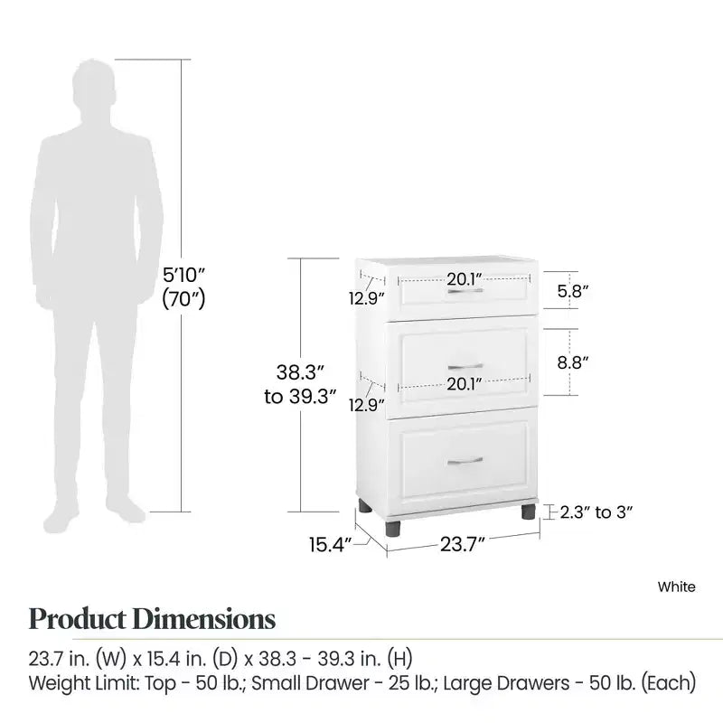 Base a 3 cassetti Kendall 24, bianco