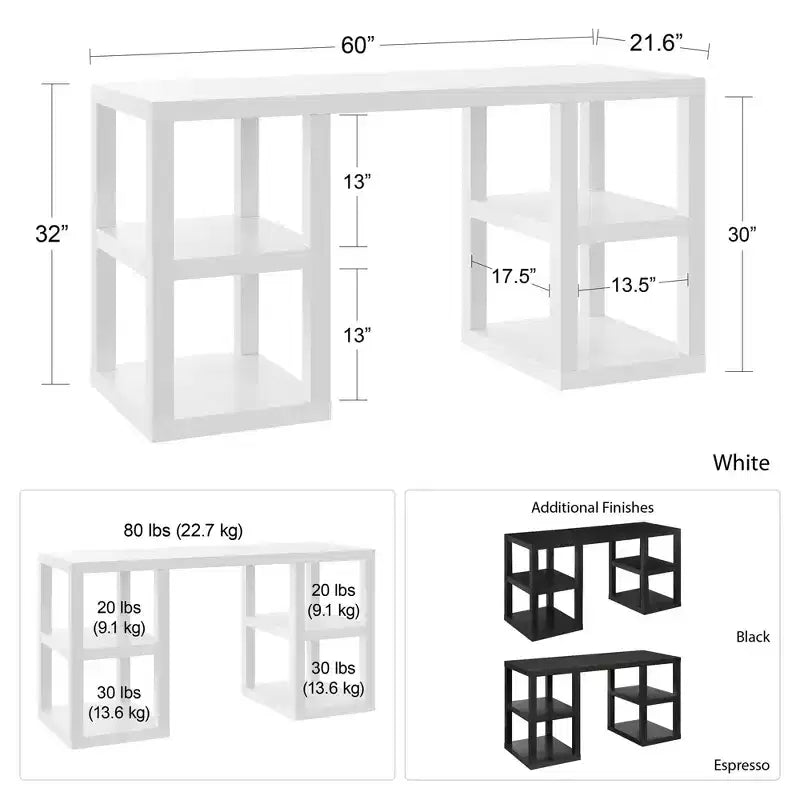 Scrivania computer doppia con piedistallo Parsons Ameriwood Home