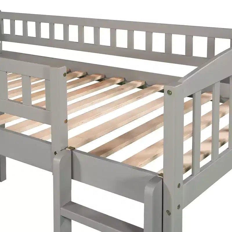 Whisen Letto a soppalco in legno con scivolo e scaletta, 196.6 cm L x 225.8 cm W, misura singola