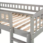 Whisen Letto a soppalco in legno con scivolo e scaletta, 196.6 cm L x 225.8 cm W, misura singola