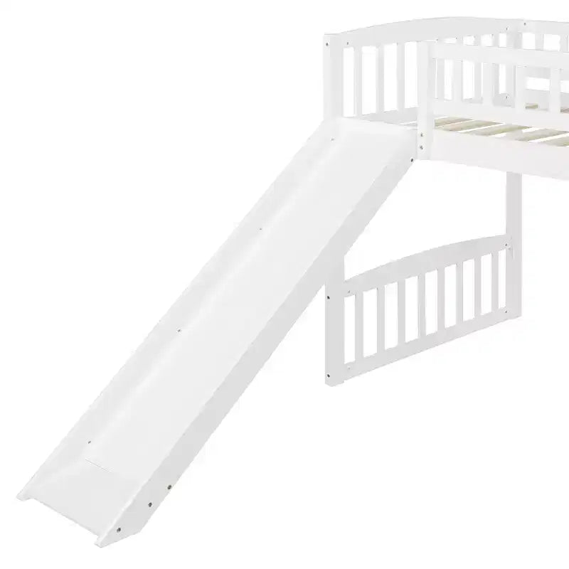 Whisen Letto a soppalco in legno con scivolo e scaletta, 196.6 cm L x 225.8 cm W, misura singola