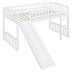 Whisen Letto a soppalco in legno con scivolo e scaletta, 196.6 cm L x 225.8 cm W, misura singola